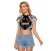 Personalised Remember Samoa Black Saturday Raglan Cropped T Shirt Samoa Mo Samoa LT05 Female Black - Polynesian Pride