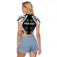 Personalised Remember Samoa Black Saturday Raglan Cropped T Shirt Samoa Mo Samoa LT05 - Polynesian Pride