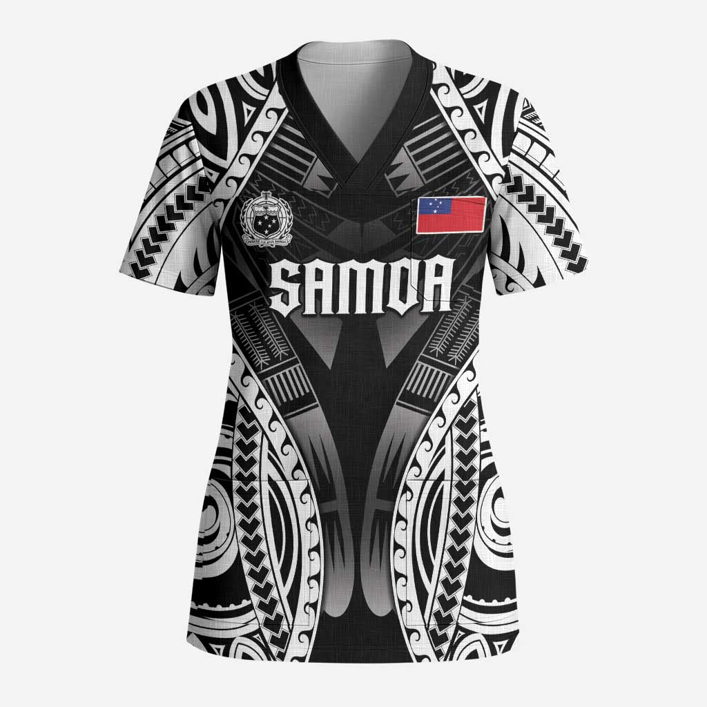 Personalised Remember Samoa Black Saturday Scrub Top Samoa Mo Samoa LT05 Adult Black - Polynesian Pride