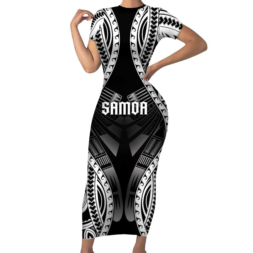 Personalised Remember Samoa Black Saturday Short Sleeve Bodycon Dress Samoa Mo Samoa LT05 Long Dress Black - Polynesian Pride