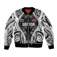 Personalised Remember Samoa Black Saturday Sleeve Zip Bomber Jacket Samoa Mo Samoa LT05 Unisex Black - Polynesian Pride