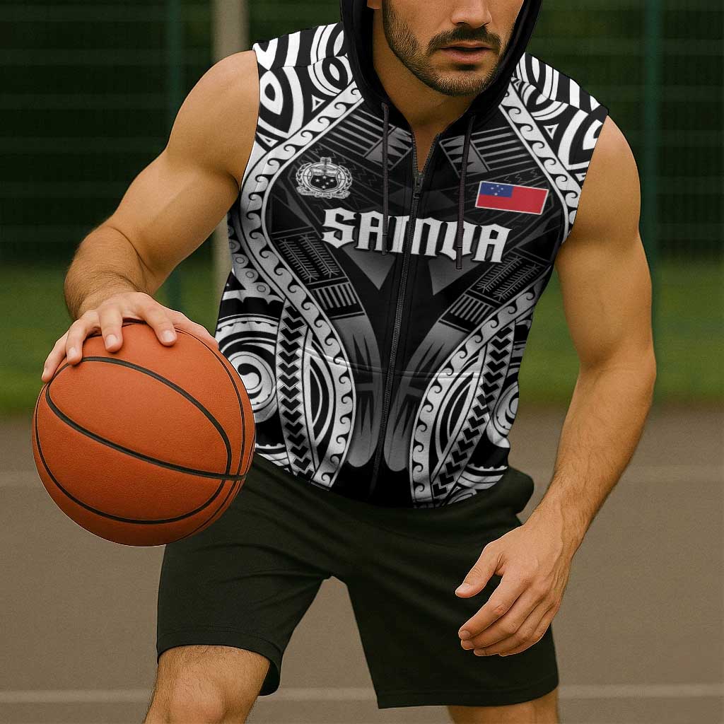 Personalised Remember Samoa Black Saturday Sleeveless Zip Hoodie Samoa Mo Samoa LT05 - Polynesian Pride