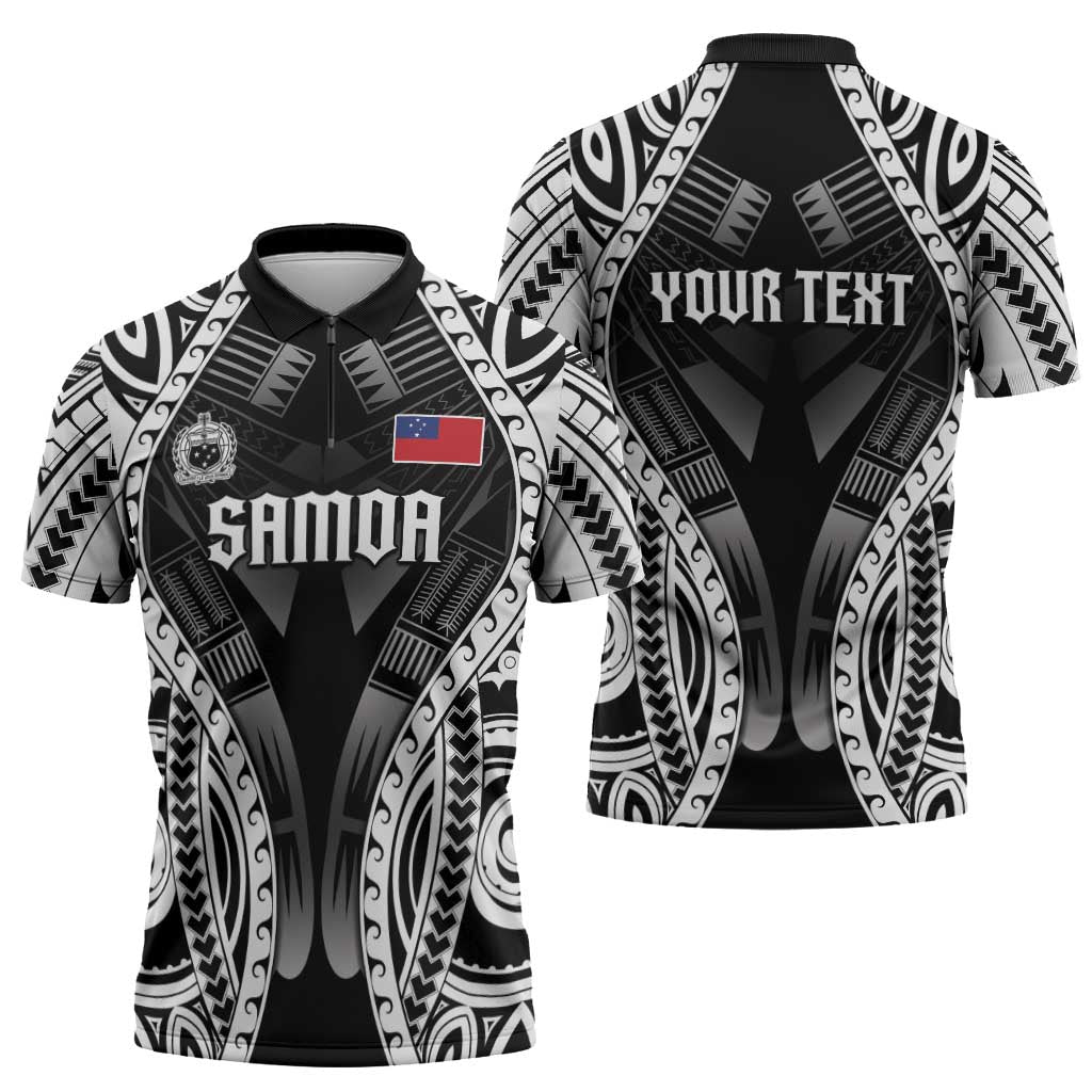 Personalised Remember Samoa Black Saturday Zipper Polo Shirt Samoa Mo Samoa LT05 - Polynesian Pride