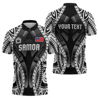 Personalised Remember Samoa Black Saturday Zipper Polo Shirt Samoa Mo Samoa LT05 - Polynesian Pride