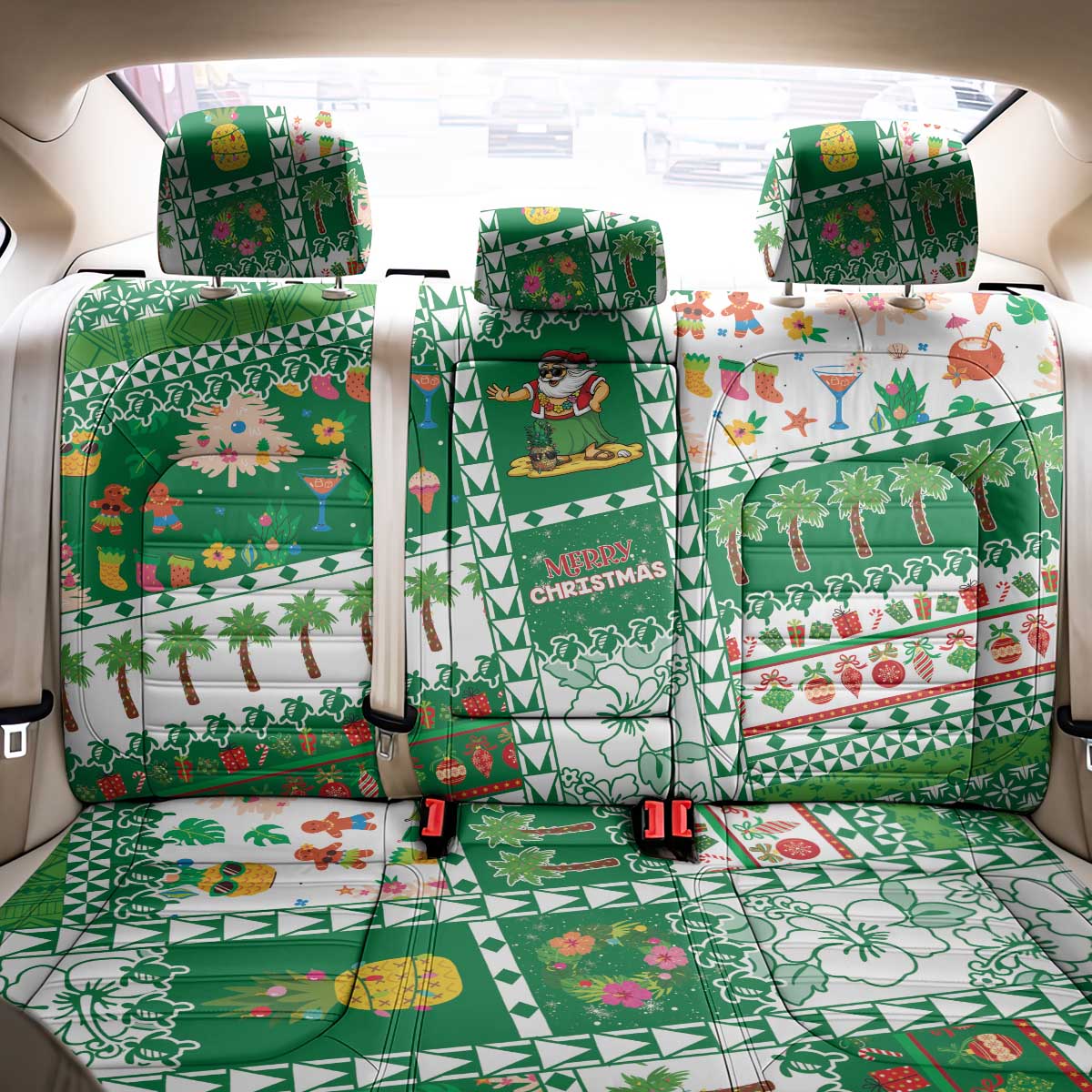 Norfolk Island Christmas Back Car Seat Cover Festive Beach Vibes - Polynesian Pride