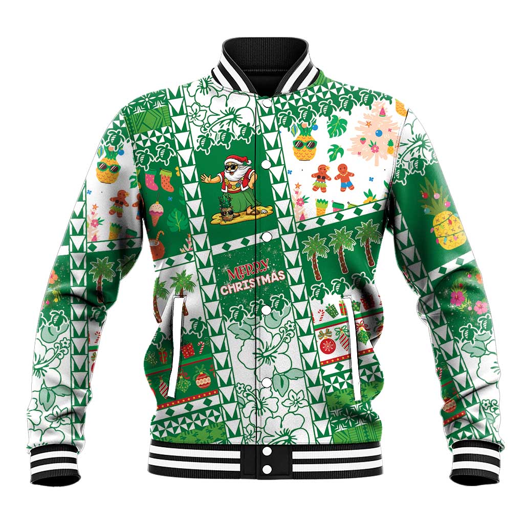 Norfolk Island Christmas Baseball Jacket Festive Beach Vibes LT05 Unisex Green - Polynesian Pride