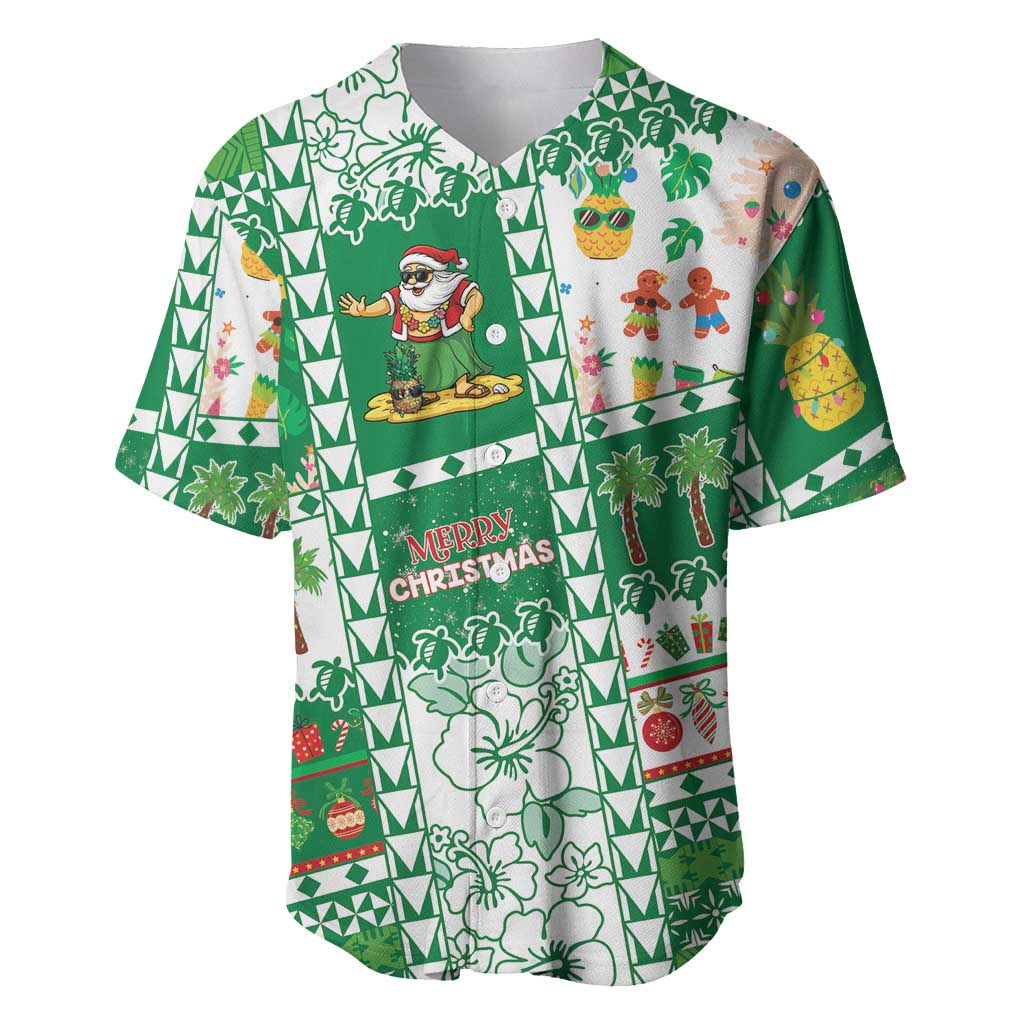 Norfolk Island Christmas Baseball Jersey Festive Beach Vibes LT05 Green - Polynesian Pride