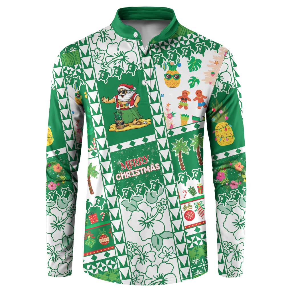 Norfolk Island Christmas Button Sweatshirt Festive Beach Vibes LT05 Green - Polynesian Pride