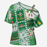 Norfolk Island Christmas Cross Shoulder Shirt Festive Beach Vibes - Polynesian Pride