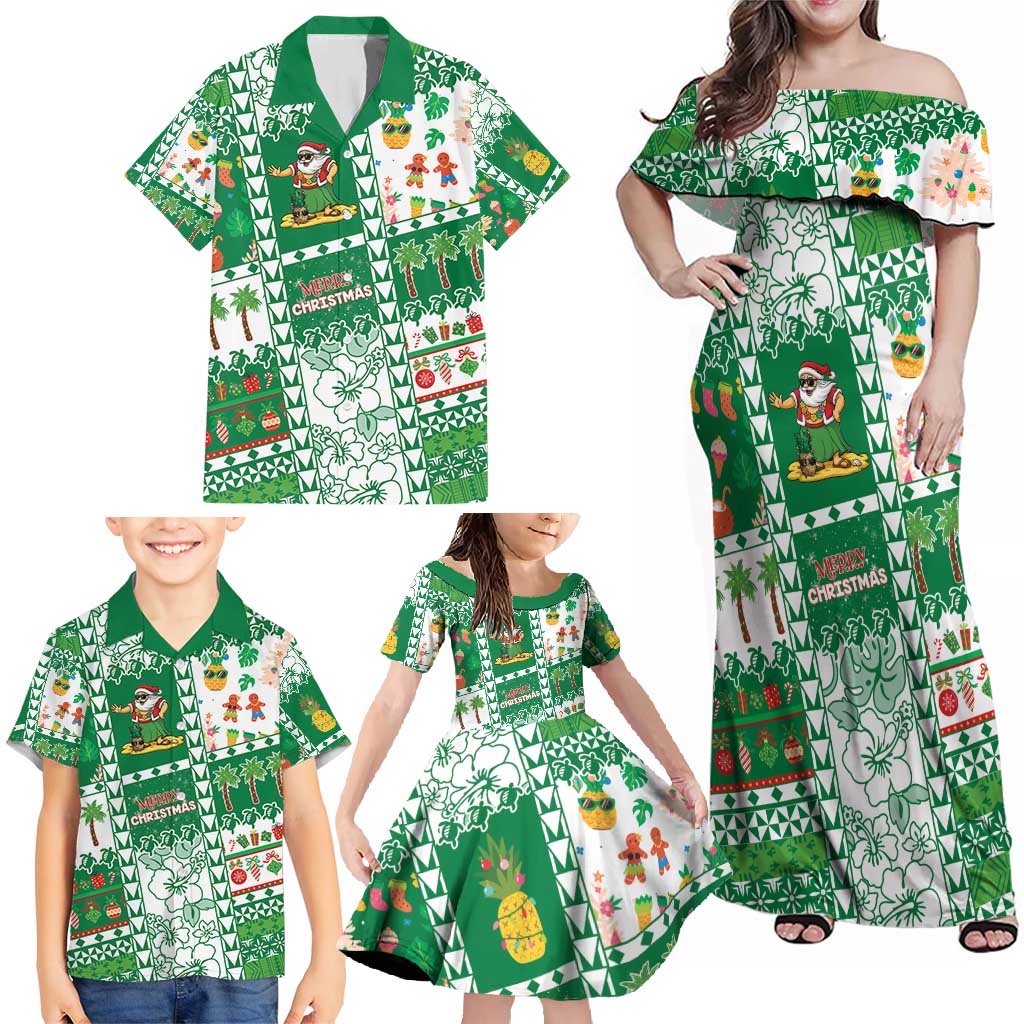 Norfolk Island Christmas Family Matching Off Shoulder Maxi Dress and Hawaiian Shirt Festive Beach Vibes - Polynesian Pride
