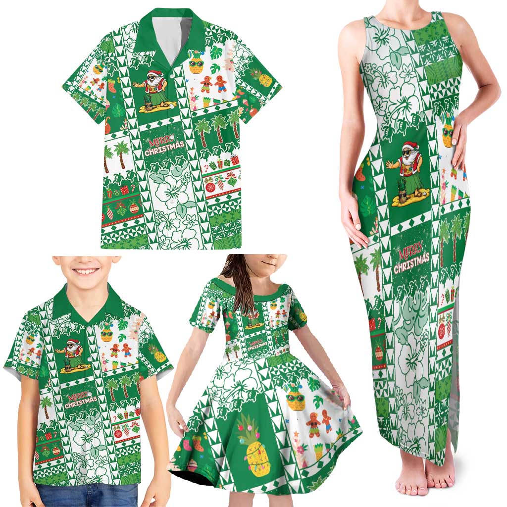 Norfolk Island Christmas Family Matching Tank Maxi Dress and Hawaiian Shirt Festive Beach Vibes - Polynesian Pride