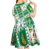 Norfolk Island Christmas Kid Short Sleeve Dress Festive Beach Vibes LT05 - Polynesian Pride