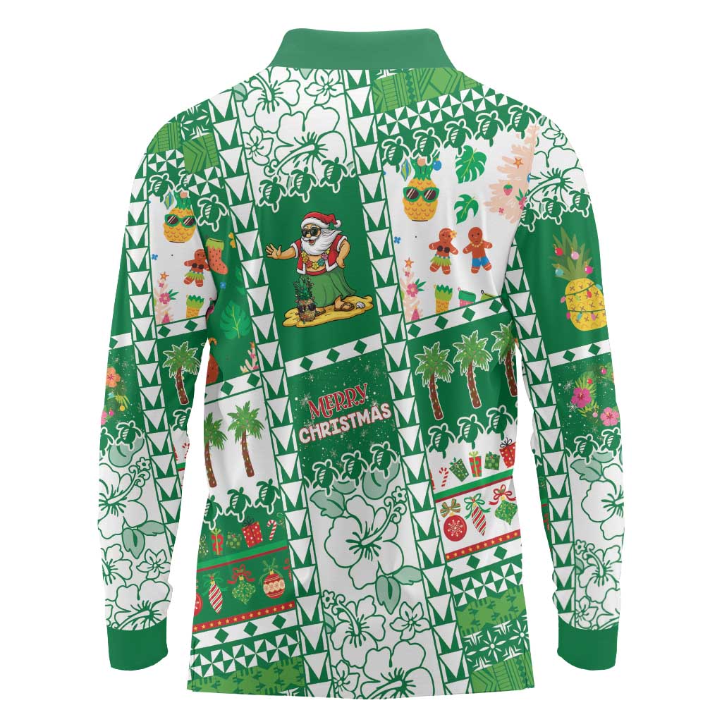 Norfolk Island Christmas Long Sleeve Polo Shirt Festive Beach Vibes LT05 - Polynesian Pride