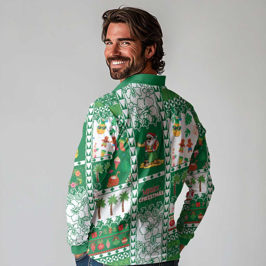 Norfolk Island Christmas Long Sleeve Polo Shirt Festive Beach Vibes LT05 - Polynesian Pride
