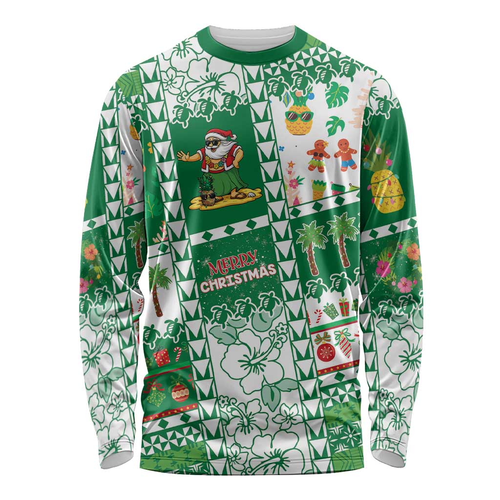 Norfolk Island Christmas Long Sleeve Shirt Festive Beach Vibes LT05 Unisex Green - Polynesian Pride