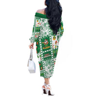Norfolk Island Christmas Off The Shoulder Long Sleeve Dress Festive Beach Vibes LT05 - Polynesian Pride