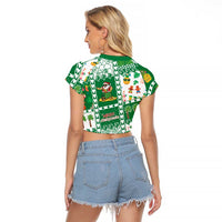 Norfolk Island Christmas Raglan Cropped T Shirt Festive Beach Vibes LT05 - Polynesian Pride