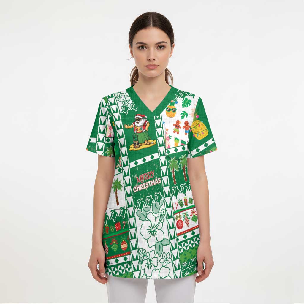 Norfolk Island Christmas Scrub Top Festive Beach Vibes - Polynesian Pride