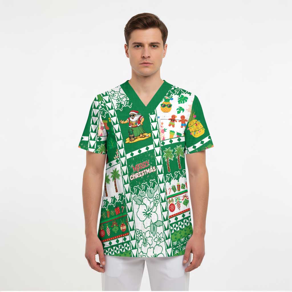 Norfolk Island Christmas Scrub Top Festive Beach Vibes - Polynesian Pride