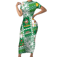 Norfolk Island Christmas Short Sleeve Bodycon Dress Festive Beach Vibes LT05 Long Dress Green - Polynesian Pride