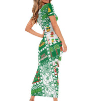 Norfolk Island Christmas Short Sleeve Bodycon Dress Festive Beach Vibes LT05 - Polynesian Pride