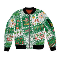 Norfolk Island Christmas Sleeve Zip Bomber Jacket Festive Beach Vibes LT05 Unisex Green - Polynesian Pride