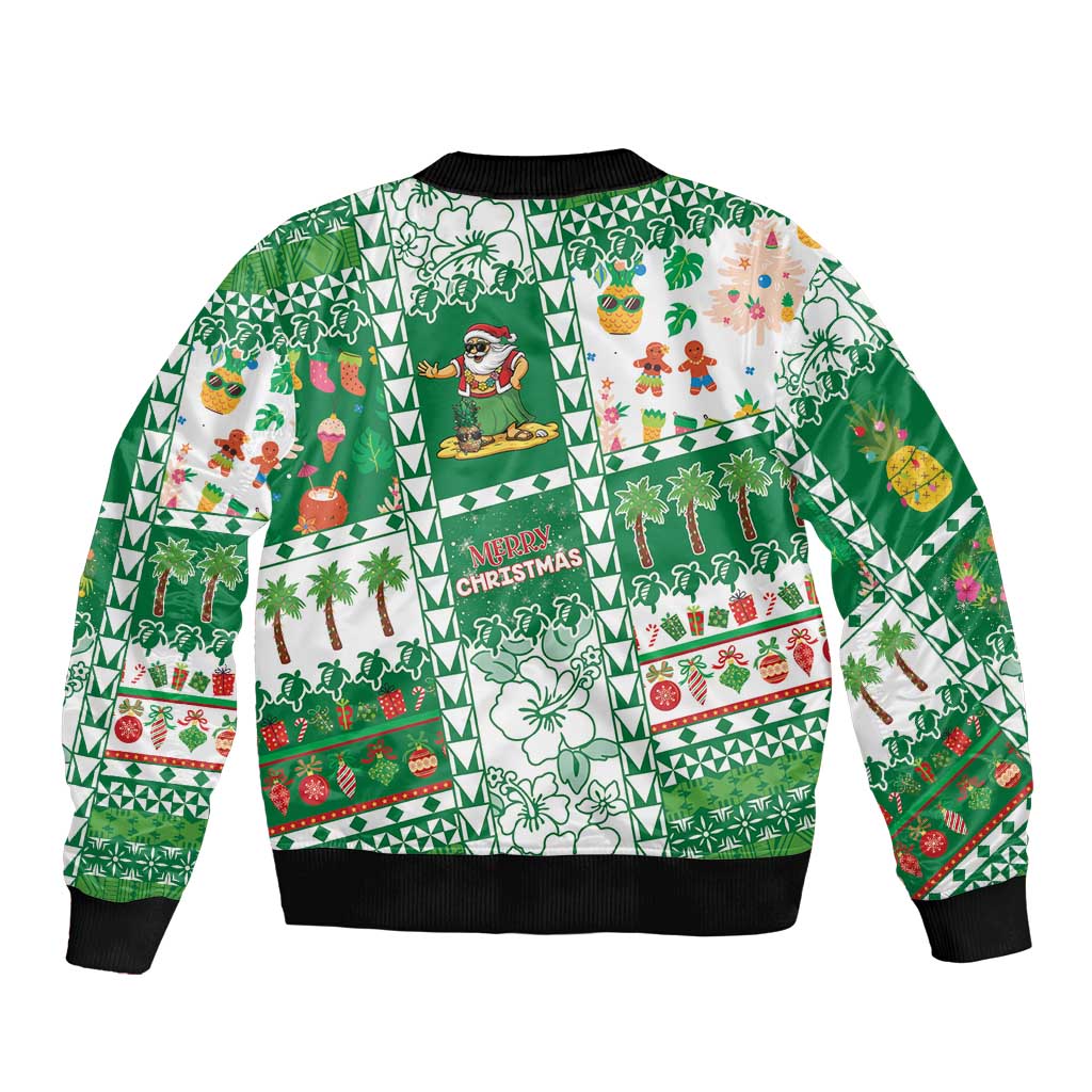 Norfolk Island Christmas Sleeve Zip Bomber Jacket Festive Beach Vibes LT05 - Polynesian Pride
