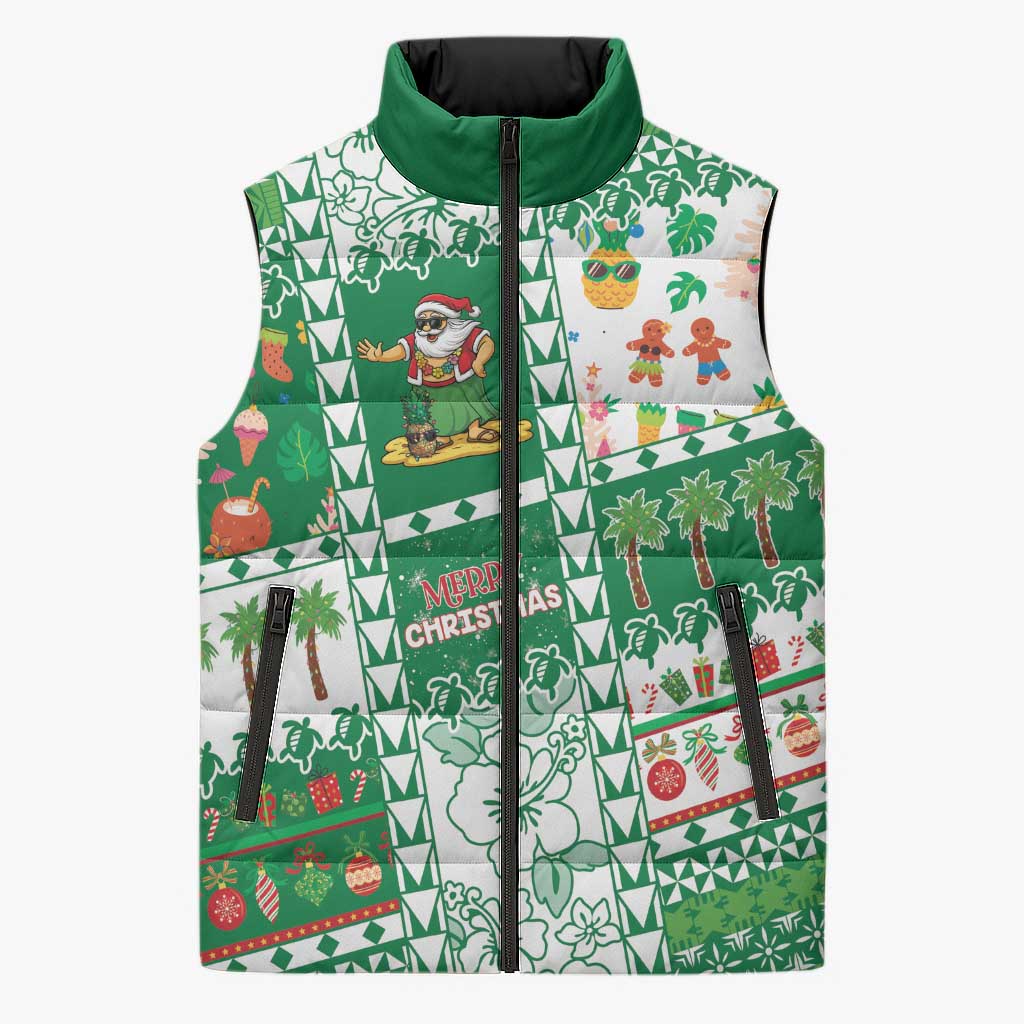Norfolk Island Christmas Sleeveless Puffer Jacket Festive Beach Vibes - Polynesian Pride