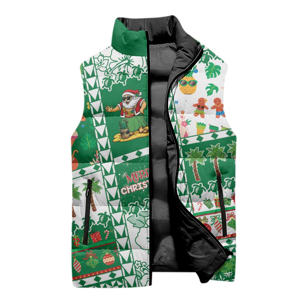 Norfolk Island Christmas Sleeveless Puffer Jacket Festive Beach Vibes - Polynesian Pride