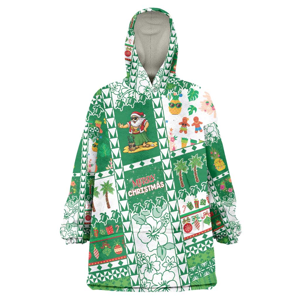 Norfolk Island Christmas Wearable Blanket Hoodie Festive Beach Vibes LT05 One Size Green - Polynesian Pride