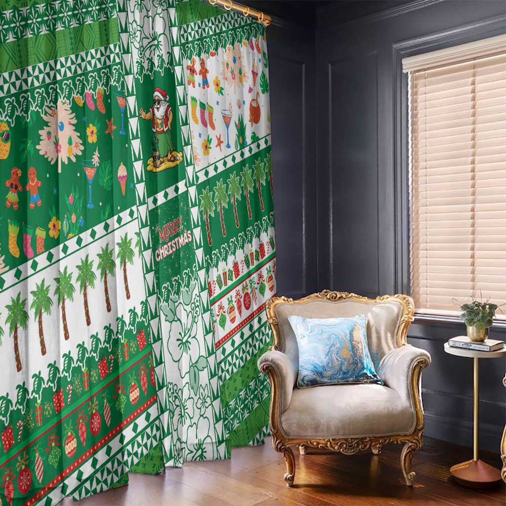 Norfolk Island Christmas Window Curtain Festive Beach Vibes - Polynesian Pride