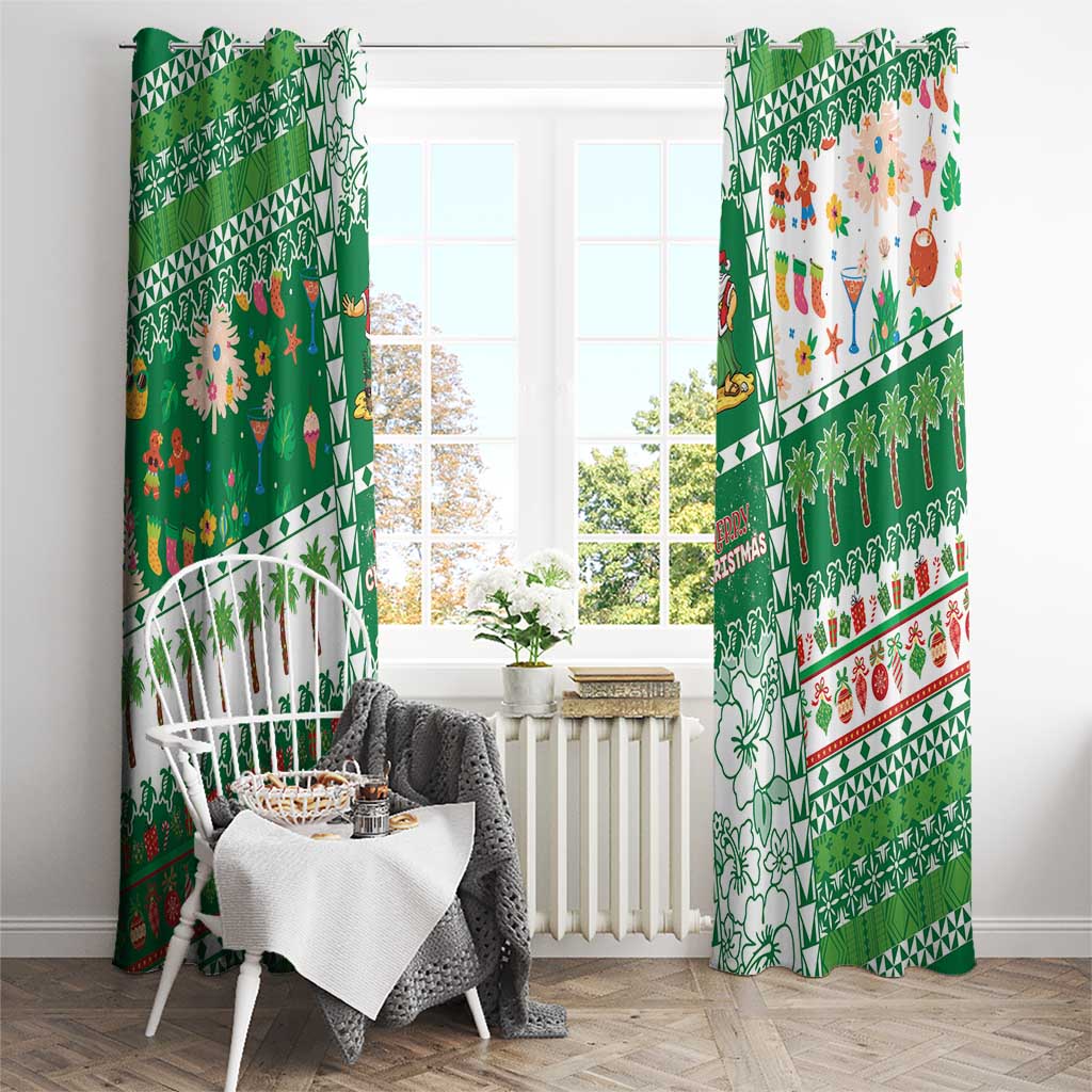 Norfolk Island Christmas Window Curtain Festive Beach Vibes - Polynesian Pride
