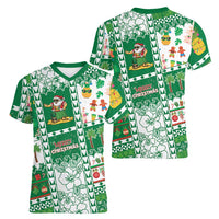 Norfolk Island Christmas Women V-Neck T-Shirt Festive Beach Vibes LT05 - Polynesian Pride