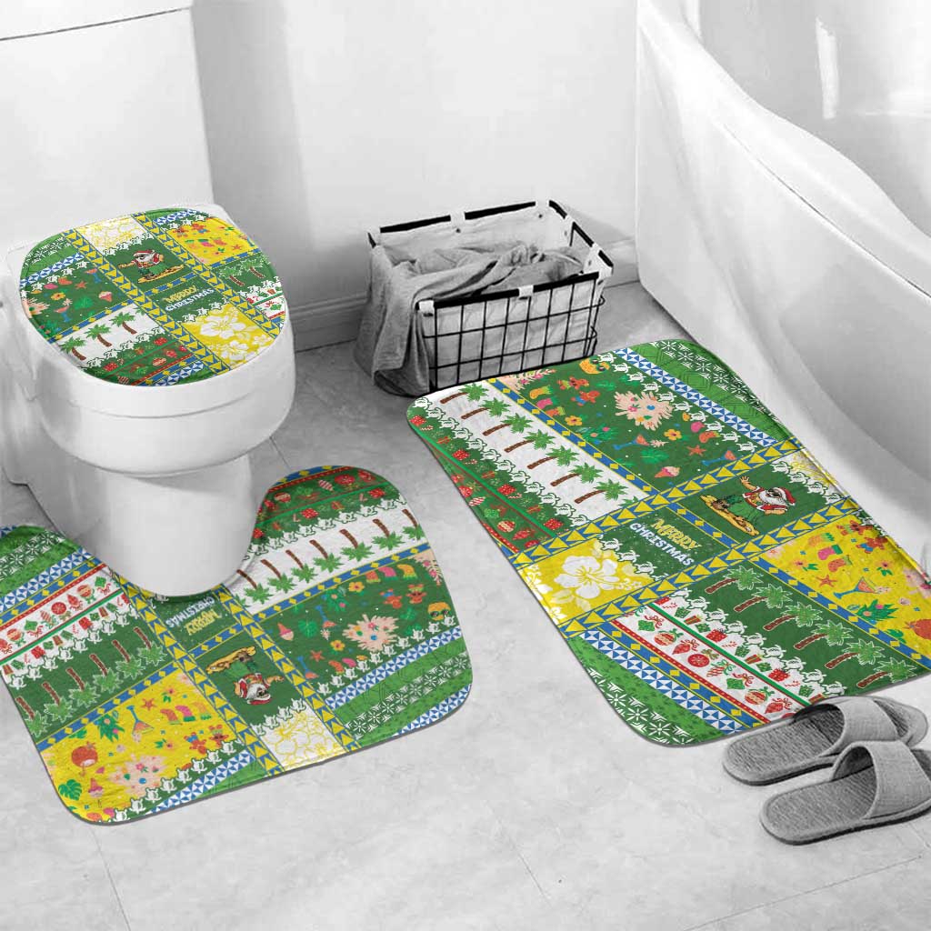 Pitcairn Islands Christmas Bathroom Set Festive Beach Vibes - Polynesian Pride