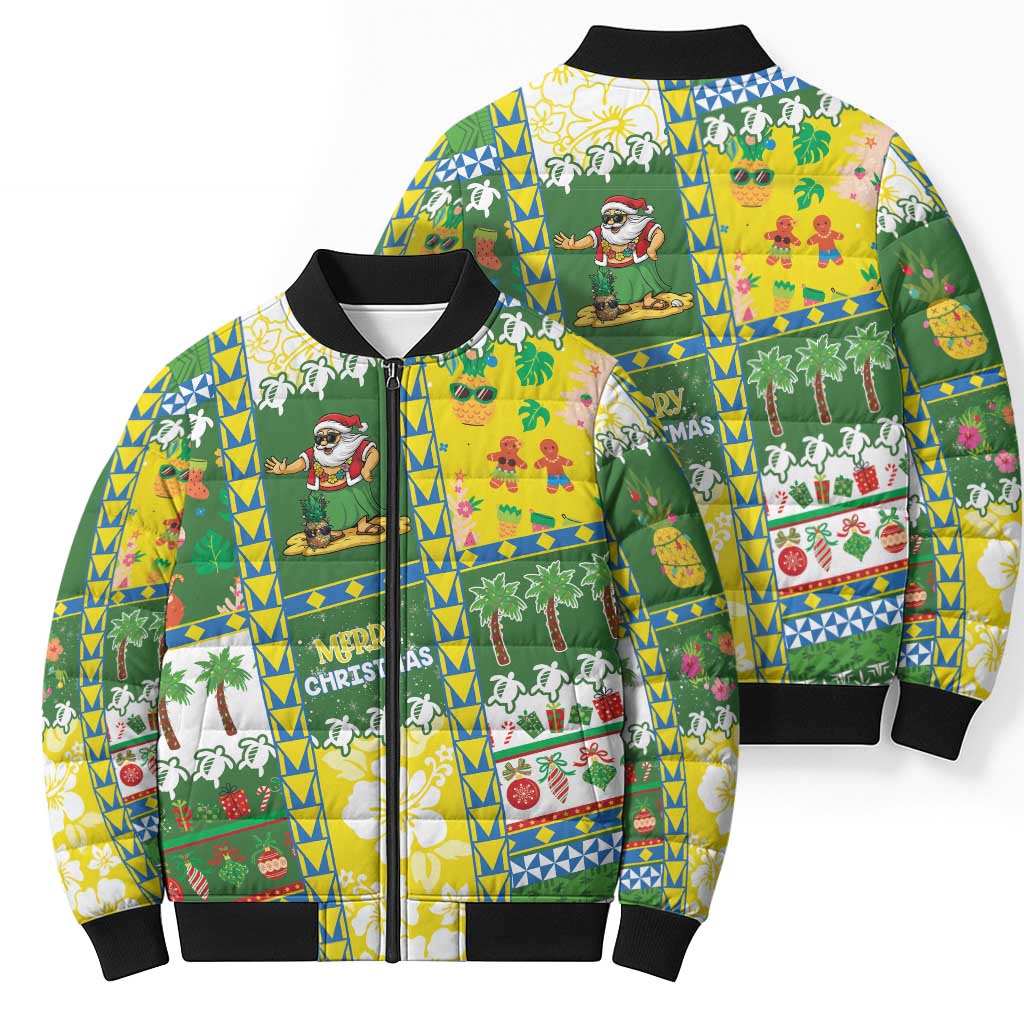 Pitcairn Islands Christmas Bomber Puffer Jacket Festive Beach Vibes - Polynesian Pride