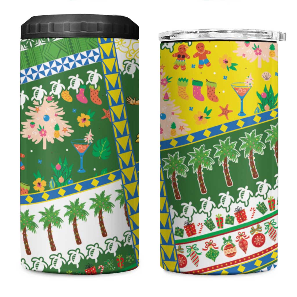 Pitcairn Islands Christmas 4 in 1 Can Cooler Tumbler Festive Beach Vibes - Polynesian Pride