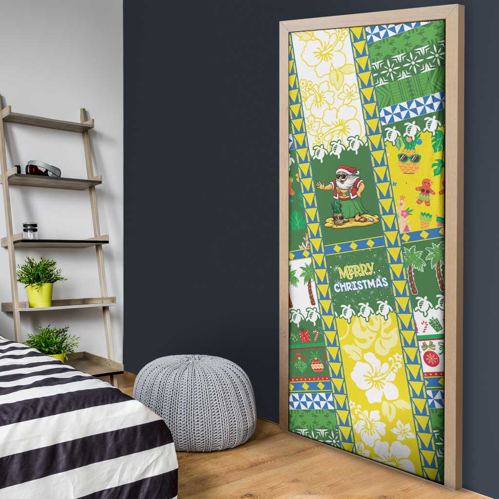 Pitcairn Islands Christmas Door Cover Festive Beach Vibes - Polynesian Pride