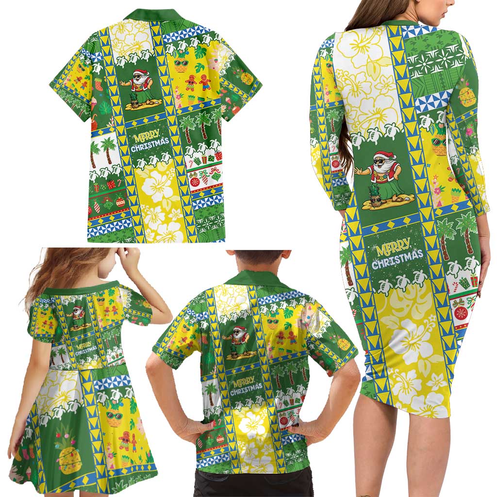 Pitcairn Islands Christmas Family Matching Long Sleeve Bodycon Dress and Hawaiian Shirt Festive Beach Vibes - Polynesian Pride