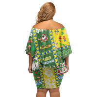 Pitcairn Islands Christmas Family Matching Off Shoulder Short Dress and Hawaiian Shirt Festive Beach Vibes - Polynesian Pride