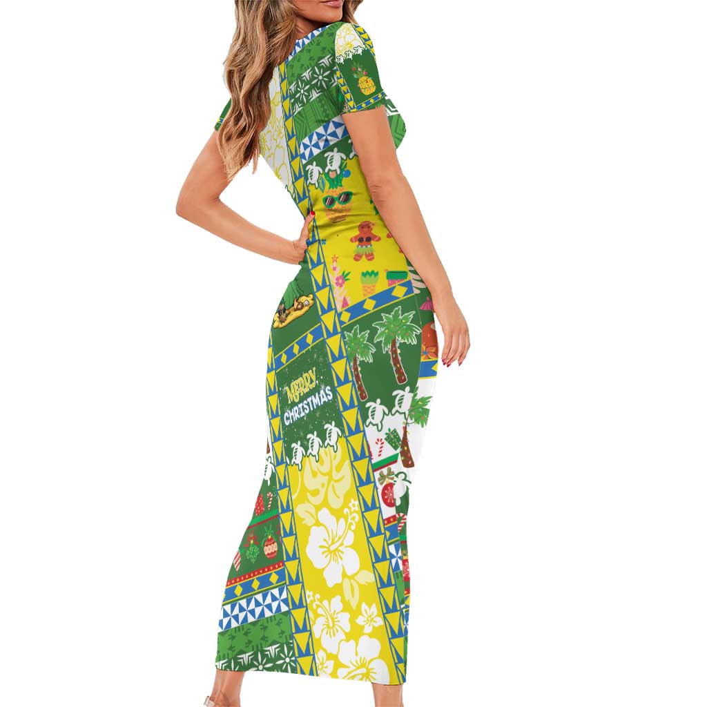 Pitcairn Islands Christmas Family Matching Short Sleeve Bodycon Dress and Hawaiian Shirt Festive Beach Vibes - Polynesian Pride