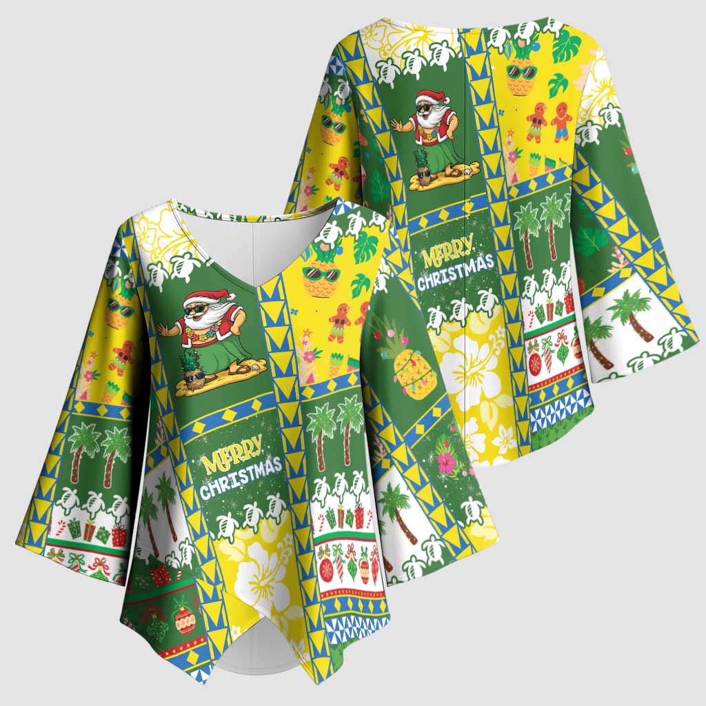 Pitcairn Islands Christmas Kimono Sleeve Blouse Festive Beach Vibes - Polynesian Pride