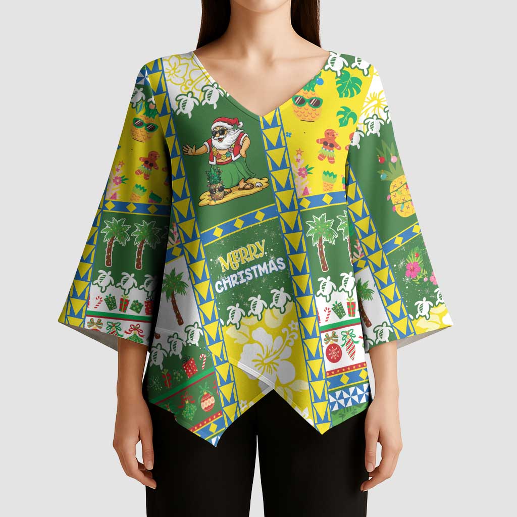 Pitcairn Islands Christmas Kimono Sleeve Blouse Festive Beach Vibes - Polynesian Pride