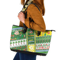 Pitcairn Islands Christmas Leather Tote Bag Festive Beach Vibes - Polynesian Pride