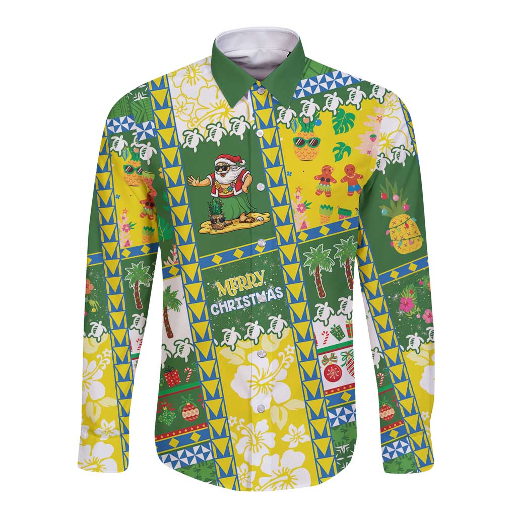Pitcairn Islands Christmas Long Sleeve Button Shirt Festive Beach Vibes LT05 Unisex Colorful - Polynesian Pride