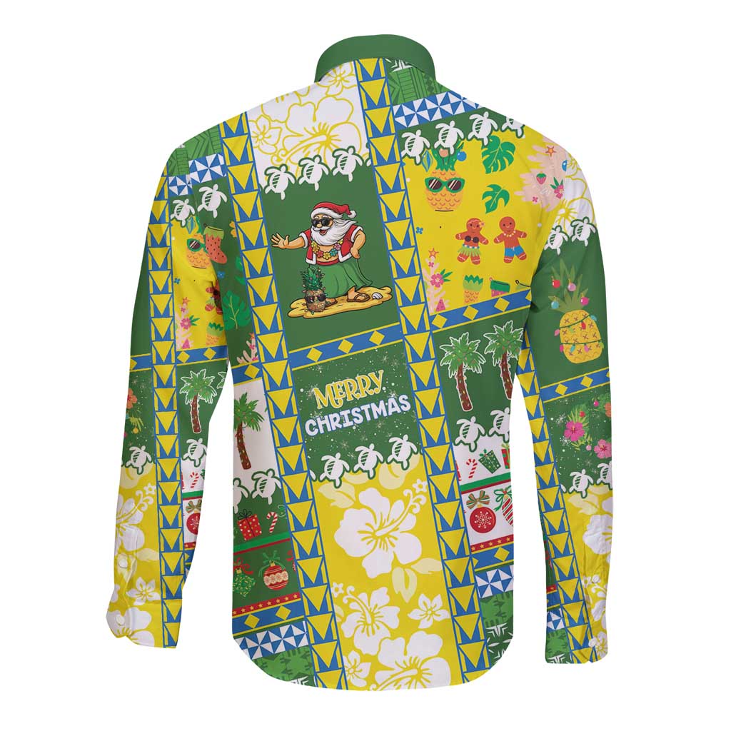 Pitcairn Islands Christmas Long Sleeve Button Shirt Festive Beach Vibes LT05 - Polynesian Pride