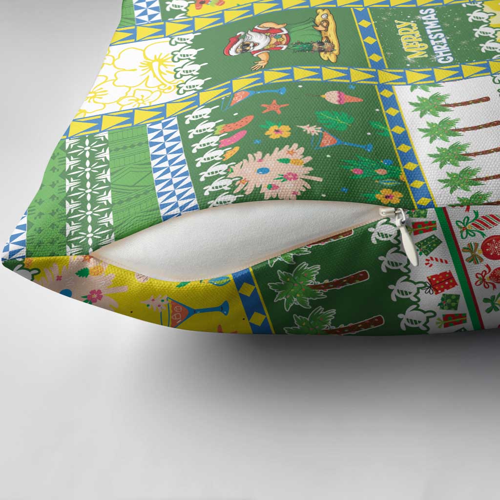 Pitcairn Islands Christmas Pillow Cover Festive Beach Vibes - Polynesian Pride