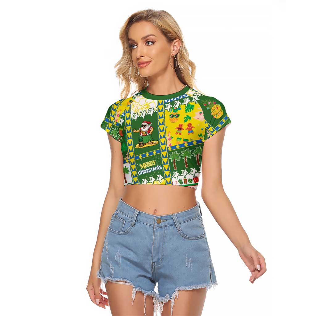 Pitcairn Islands Christmas Raglan Cropped T Shirt Festive Beach Vibes LT05 Female Colorful - Polynesian Pride