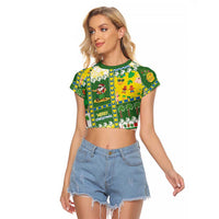 Pitcairn Islands Christmas Raglan Cropped T Shirt Festive Beach Vibes LT05 Female Colorful - Polynesian Pride