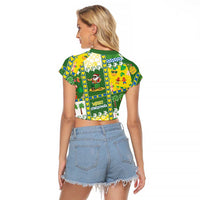 Pitcairn Islands Christmas Raglan Cropped T Shirt Festive Beach Vibes LT05 - Polynesian Pride