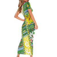 Pitcairn Islands Christmas Short Sleeve Bodycon Dress Festive Beach Vibes LT05 - Polynesian Pride